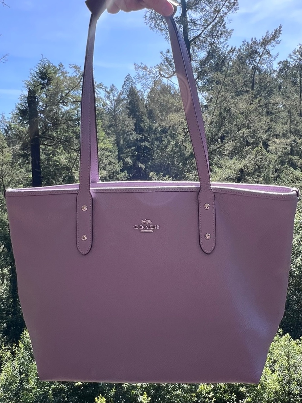 COACH Purple Zip Top Tote Shoulder Bag with Silver Hardware AUTHENTIC - Picture 11 of 12